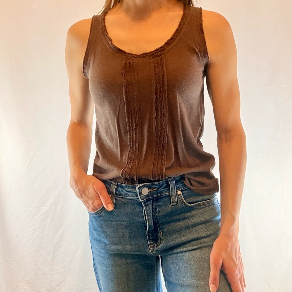 Brown Tank Top with Front Detail